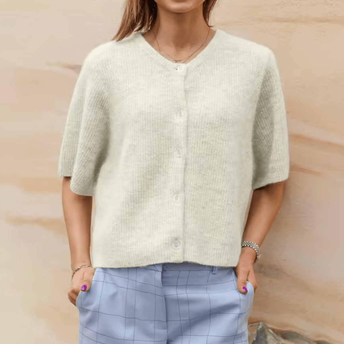 Cardigan Court à Boutons en Tricot pour Femmes - Vela Vici 🇫🇷