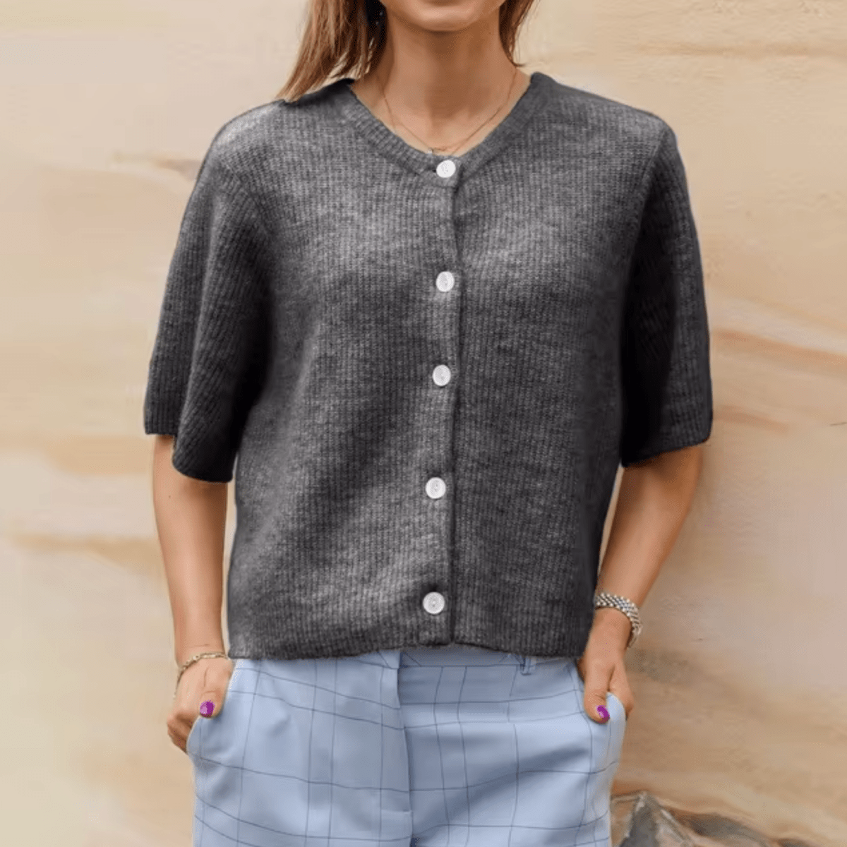 Cardigan Court à Boutons en Tricot pour Femmes - Vela Vici 🇫🇷