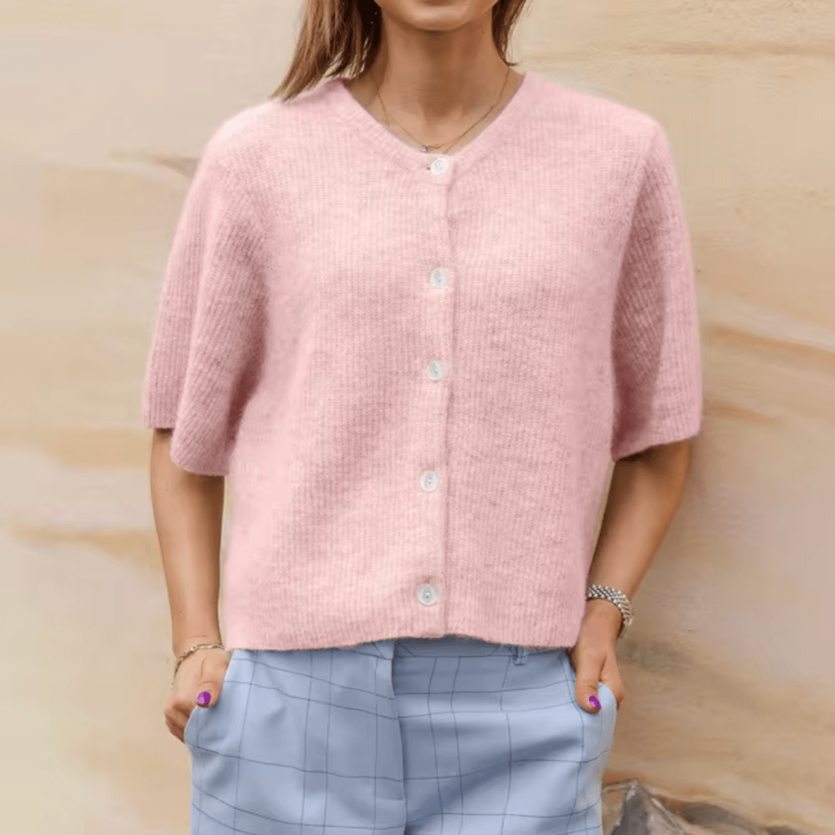 Cardigan Court à Boutons en Tricot pour Femmes - Vela Vici 🇫🇷